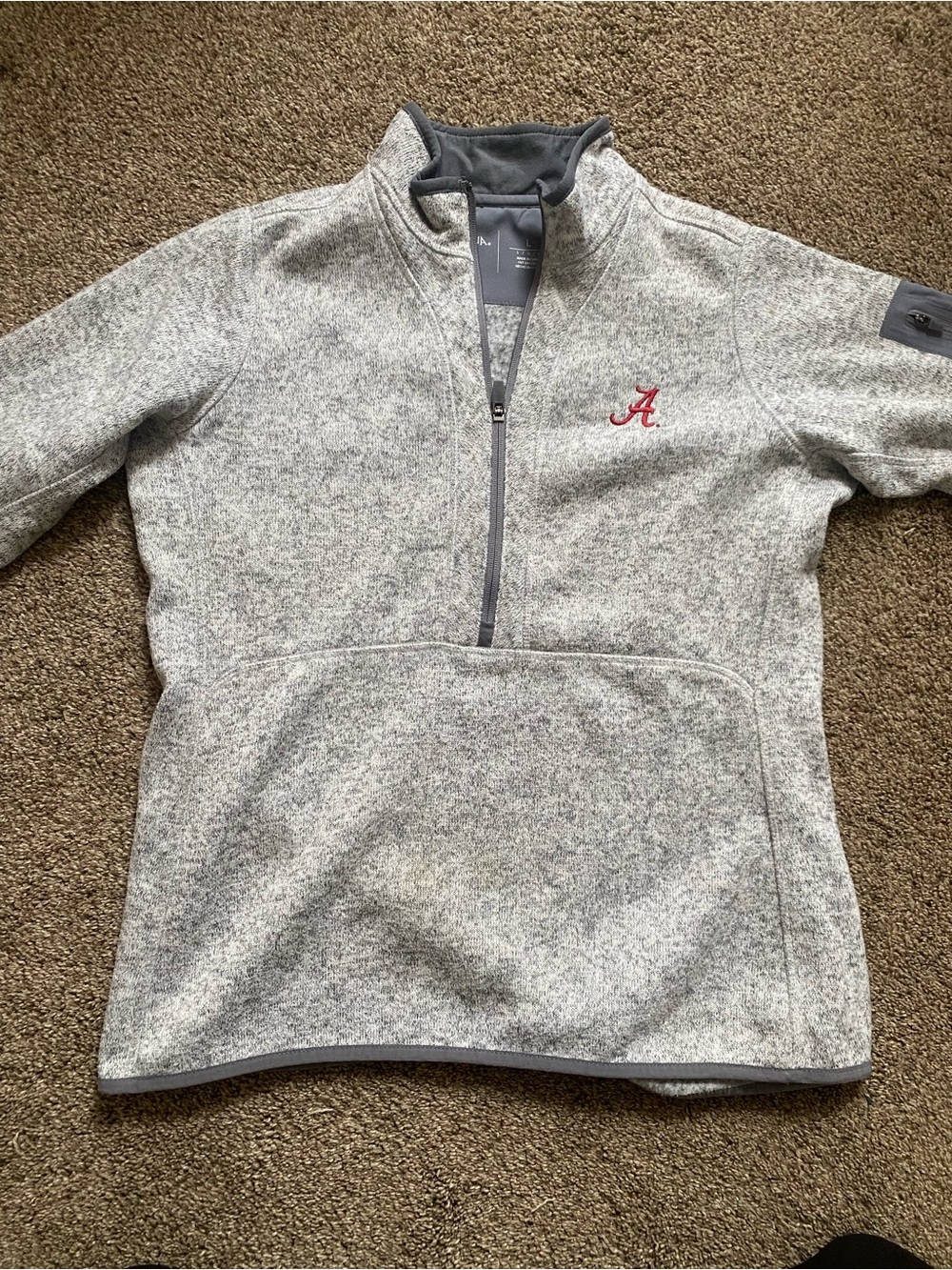 Antigua Women's Heather Gray and Charcoal Fleece Jacket